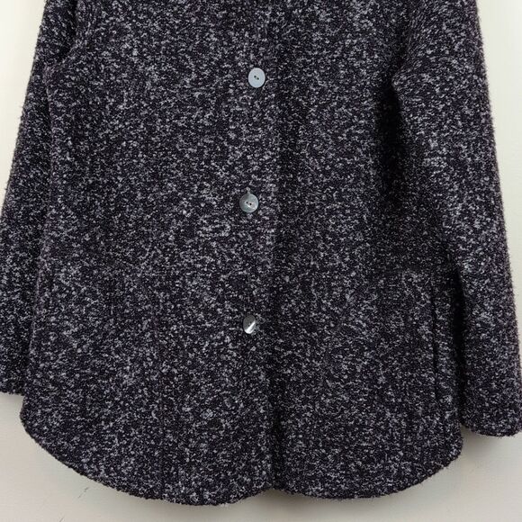 J. Jill purejill Reversible Marled Dark Fig Jacket Button Front Hooded Coat Cozy - Picture 6 of 10